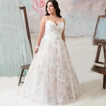 Свадебное платье большого размера с цветочным рисунком из органзы, расшитое бисером, Свадебное платье трапециевидной формы на заказ, Vestido de Novia Robe de Mariage