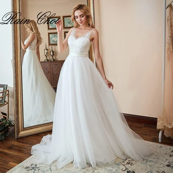 Свадебное платье Трапециевидной формы 2021 С аппликациями, Длинные свадебные платья Vestido de Noiva