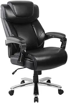 Серия Big & Tall 500 lb. Эргономичное Офисное кресло для руководителей из черной мягкой кожи с регулируемым подголовником, акрил nordi