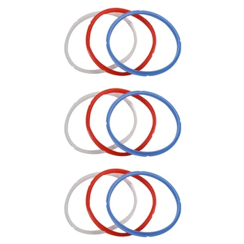 Силиконовое уплотнительное кольцо для аксессуаров для кастрюль-скороварок, подходит для моделей объемом 5 или 6 литров, красного, синего и белого цветов, упаковка из 9 штук
