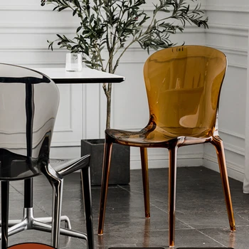 Скандинавский креативный обеденный стул Прозрачные Акриловые обеденные стулья Ins Стул для макияжа для отдыха, стул с пластиковой спинкой Muebles
