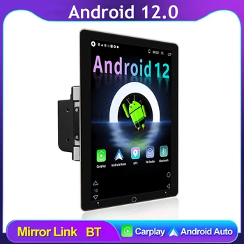 Универсальный 2 Din Android 12.0, Автоматический Поворотный 10-дюймовый Автомобильный Стереоприемник Carplay, Мультимедийный плеер с вертикальным экраном, GPS Navi